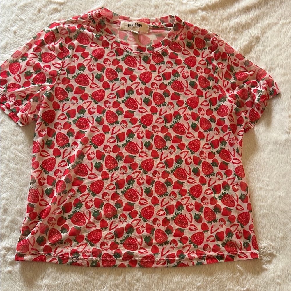 Pontee Strawberry Print Women's Top - Red